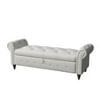 thumbnail image 5 of Pouseayar Linen Fabric Upholstered Ottomans Storage Bench Sofa, Beige, 5 of 7