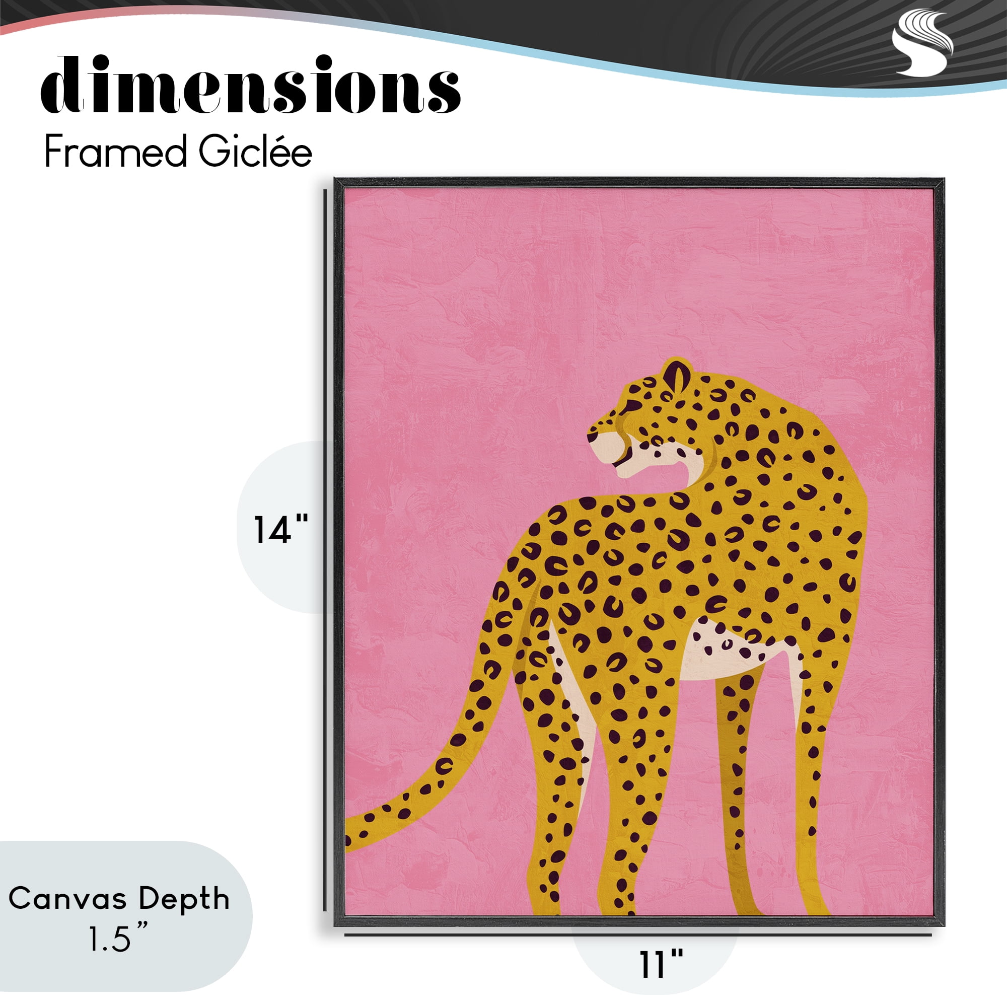 Stupell Industries Leopard on Pink Serenade Black Framed Giclee Art, design by Kim Allen