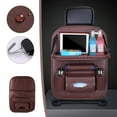 thumbnail image 6 of Kchsji Leather Car Seat Storage Bag with Foldable Tray, Multi-Functional Backseat Organizer for Mobile Phones Tissues Bottles Umbrellas Toys for Families Travelers Long-Distance Car Trips, 6 of 7