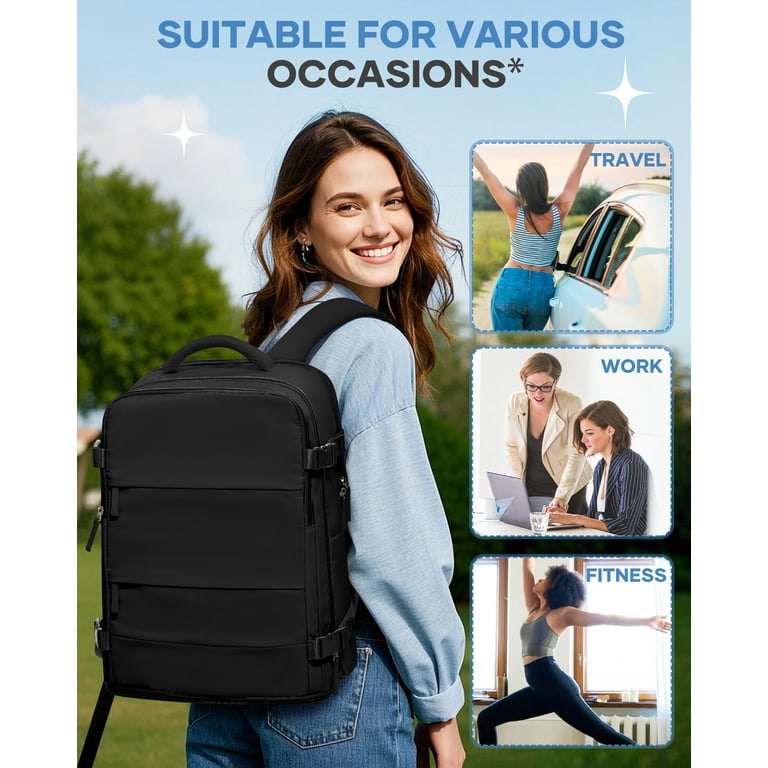 SYCNB Lightweight Water-Resistant Travel Backpack, Black photo 8