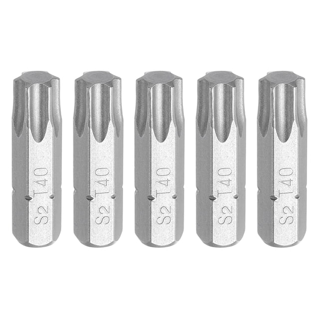 Uxcell 5pcs 1/4" Hex Shank T40 Head 1" Length S2 Torx Screwdriver Bit