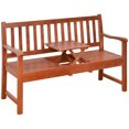 thumbnail image 1 of Outsunny Wooden Garden Bench with Pullout Middle Table for Lawn Coffee, 1 of 9