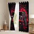 thumbnail image 3 of Feelyou 3D Video Gamepad Blackout Curtains Set of 2 (52x84 Each) for Kids, Modern Gaming Gamer Player Window Curtains, Red Neon Honeycomb Curtains and Drapes, Window Curtains Home Decor, 3 of 6