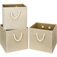 thumbnail image 1 of Foldable Storage Cube Bins Khaki Linen Fabric Collapsible Resistant Basket Box Organizer with Cotton Rope Handle for Home Office a, 1 of 7