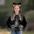 thumbnail image 2 of Otqutp Zip Up Hoodie for Girls Skeleton Print Cat Ear Long Sleeve Jacket Kids Halloween Sweatshirt Fall Windproof Coats, 2 of 4
