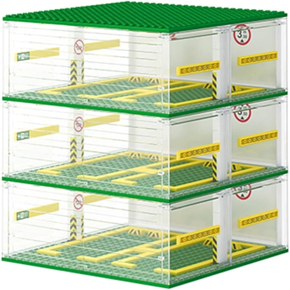 Parking Garage Compatible Speed Champions Car, DIY 3-Layer Parking Display Case, 130PCS Modular Building Display Case Compatible with Sport Auto