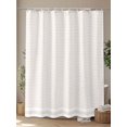 thumbnail image 4 of Farmhouse Beige White Striped Long Shower Curtain Set, Waterproof Shower Curtains for Bathroom, Modern Stripes Washable Fabric Cloth Bath Curtain for Bathtub Decoration with Hooks 72x84 Inches, 4 of 6