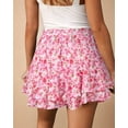 thumbnail image 5 of Shorts for Women Summer Casual Chiffon Skorts Boho Ruffle Tennis Mini Skirts Rose red floral XS, 5 of 6