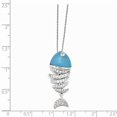 thumbnail image 2 of 925 Sterling Silver Fancy Lobster Closure Simulated Turquoise Enameled Cubic Zirconia Animal Sealife Fish Necklace 18 In, 2 of 3