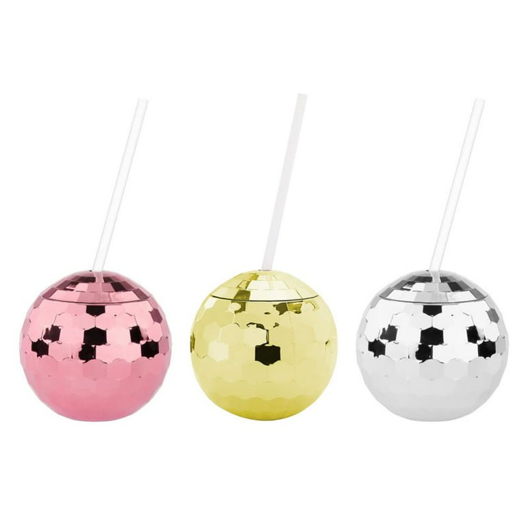 Disco Ball Cups 5Pcs Lot with Straw