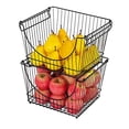 thumbnail image 1 of Smart Design Stacking Baskets Organizer - Large (12.63 x 8.5 Inch) - w/ Handle - Steel Metal - Food, Fruit, & Vegetable Safe - Kitchen - Set of 2 (Black), 1 of 3