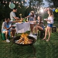 thumbnail image 2 of 21 Inch Grill Fire Pit, SYNGAR Outdoor Wood Burning Bonfire BBQ Fire Bowl, Lightweight Metal Fire Pit Bowl with Spark Screen, Poker & Grill, for BBQ, Camping, Picnics, Beach, Garden, Yard, Black, D722, 2 of 10
