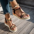 thumbnail image 4 of Rokment Womens Boho Platform Wedge Dressy Sandals 2026 Beach Summer Ethnic Chunky Linen Sole Breathable Dress High Heels Slingback Dress Sandals for Woman Vacation Bride Wedding B Size 37, 4 of 6