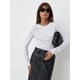 thumbnail image 3 of Wolfeel Splice Slim Fit Camiseta de manga larga para mujer Primavera Verano moda Chic medio cuello alto Camiseta básica ropa de calle, 3 of 5