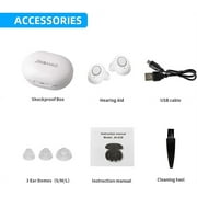 Jinghao Personal Sound Amplifier Product for Ears for Seniors Adults with Rechargeable Charging Box White