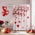 thumbnail image 2 of Valentine's Day Bathroom Shower Curtains with Hooks, Red Love Tree Heart Petal Pink Ombre Romantic Waterproof Fabric Washable Shower Curtain for Home Hotel Bathtub Decor 72x72 Inch, 2 of 9