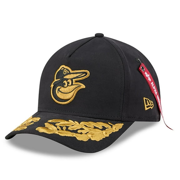 Men's New Era x Alpha Industries  Black Baltimore Orioles A-Frame 9FORTY Adjustable Hat