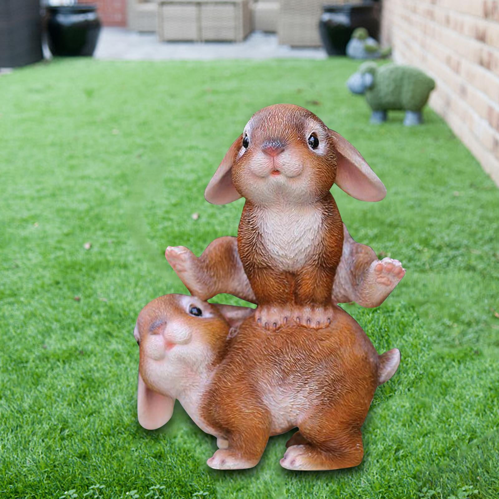 Garden Statue Bunny Figurines Decor Scene Layout Tabletop Photo Props