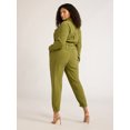 thumbnail image 3 of Sofia Jeans Women's and Women's Plus Size Utility Jumpsuit with Long Sleeves, 26" Inseam, Sizes XS-5X, 3 of 4