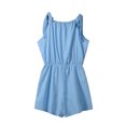 thumbnail image 5 of Gaecuw Rompers for Women Sleeveless Cold Shoulder Overall with Pockets Square Neck Band Collar Solid Onesie One Piece Outfits Casual Loose Baggy Jumpsuit Wide Leg Summer Shorts Pull On Mini Trousers, 5 of 9