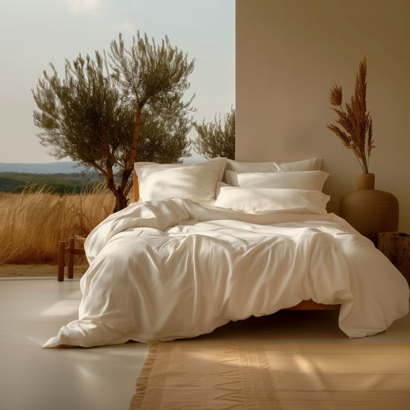 Sleep & Beyond 100% Cotton 300TC Sateen Crisp White Sheet Set in Split Cal King Up to 18"