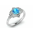 thumbnail image 2 of HeartsAndYou 2.2ct Natural Aquamarine Diamond Flower Milgrain Halo Ring 14k SOLID White Gold, 2 of 9
