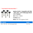 thumbnail image 2 of Ignition Coil Kit - Compatible with 2006 - 2010, 2012 - 2019 Volkswagen Beetle 2.5L 5-Cylinder 2007 2008 2009 2013 2014 2015 2016 2017 2018, 2 of 2