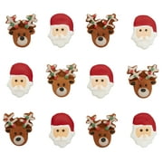 Wilton Reindeer and Santa Royal Icing Decorations, Assorted, 12 Count, Assorted Shapes