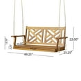 thumbnail image 2 of 2-Seats Hanging Porch Swing, Wooden Porch Swing Hanging Max 800 lbs Porch Swings Outdoor with 8FT Rope for Garden, Balcony, Living Room,Backyard, Teak, 2 of 9