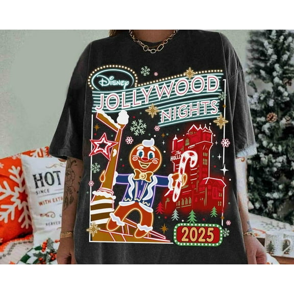 Disney Jollywood Nights 2025 Sweatshirt, Ollie Gingerbread Christmas Shirt, Hollywood Studios, Disney Family Very Merry Xmas, Holiday Gifts