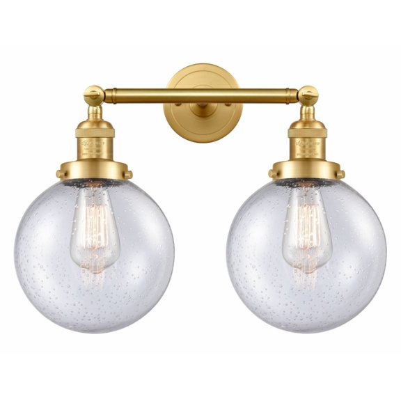 Innovations 208-SG-G204-8-LED Large Beacon 2 Light Bath Vanity Light part of the Franklin Restoration Collection, Satin Gold