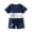 Navy A, variant on Bovxnpu Boys Girls Summer Outfits 2 Piece, Boys Cotton Short Sleeve T-Shirt and Short Set, Fashion Girls' Casual Short Sleeve Round Neck Collar Botton Printed Short Pants Sets 4 Years