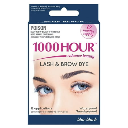 1000 Hour Eyelash & Brow Dye / Tint Kit Permanent Mascara (Blue (Best Eyelash Dye Uk)