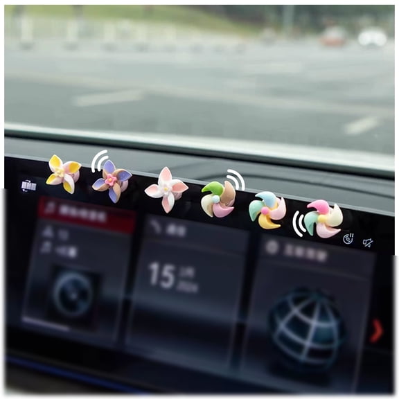 MaPctSy Pinwheel Spinning Windmill Car Dashboard Decoration Console Adhesive Ornaments Cute 6 Pack Mini