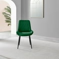 thumbnail image 4 of Furniturebox UK Pesaro Modern Adult Green Velvet Dining Side Chairs, Set of 2 (Black Legs), 4 of 6