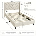 thumbnail image 3 of Yaheetech Twin Size Upholstered Platform Bed with Geometric Tufted Headboard, Beige, 3 of 7