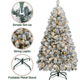 thumbnail image 6 of Yaheetech 4.5Ft Pre-lit Flocked Artificial Christmas Tree with Foldable Stand and Warm Lights, Green, 6 of 7