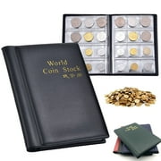 Sunjoy Tech Coin Storage Album - Rare Coin Holders Book - Coins Collection for Collectors, Money Penny Pocket (120 Coin Holders, 1.18”x1.18” Pocket Size)