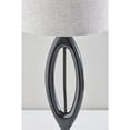 thumbnail image 4 of 28" Black Solid Wood Round Table Lamp With Gray Drum Shade, 4 of 9