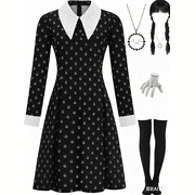 HeaDream Wednesday Addams Costume Women's Anime Cosplay Women's Vintage Halloween Costume Perfect for Cosplay Party