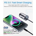thumbnail image 5 of 50W Metal Mini 12V/24V USB Car Charger, Dual Ports [20W PD Port & 4ft 30W Lightning Charging Cable] Fast Charging USB C Car Charger Adapter for iPhone, Samsung, iPad Etc, 5 of 8