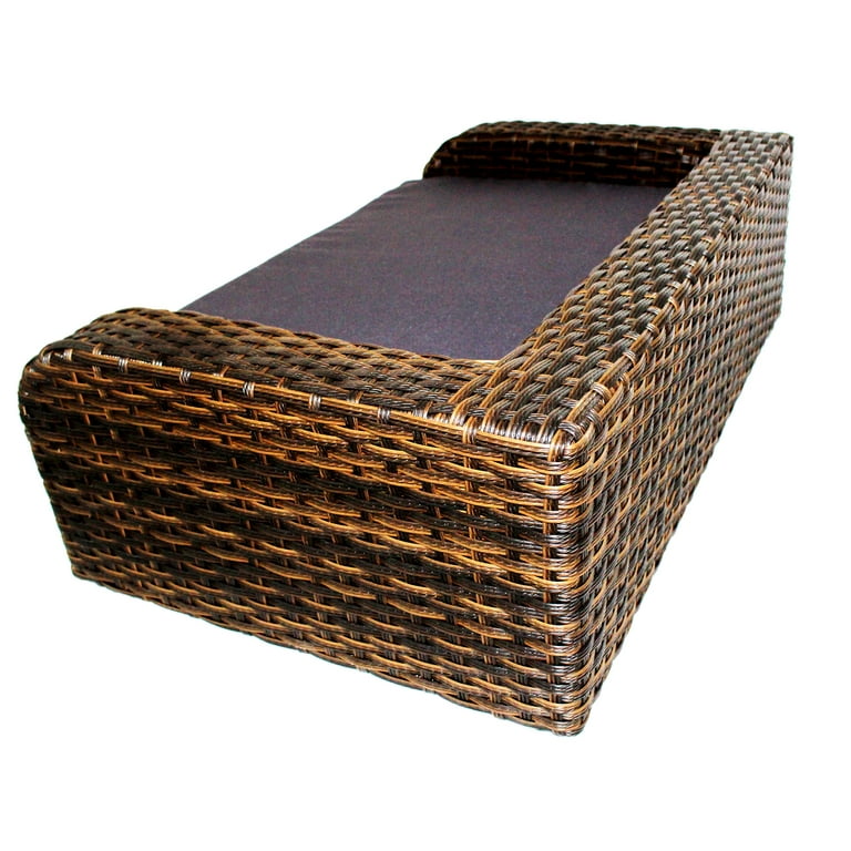 Iconic Pet Rattan Rectangular Pet Sofa, Small