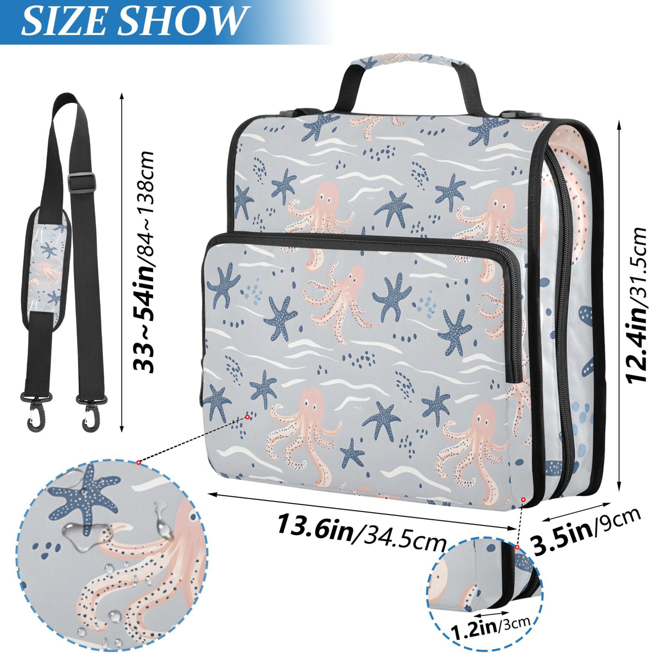 ALAZA Zipper Binder Octopus Starfish Wave Retro 3 Ring Trapper Keeper File Folder Organizer Bag