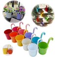 thumbnail image 1 of Set of 10 Metal Flower Pots Hanging Vase Planting Basket without Drainage Hole, Detachable Hook, Garden Fence Balcony Decoration, 1 of 5