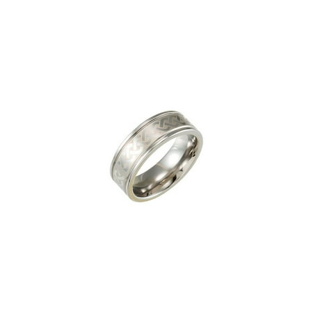 Laser Design Wedding Band - Tungsten 8.3mm Grooved Wedding Band Size with Gray Laser Design 11