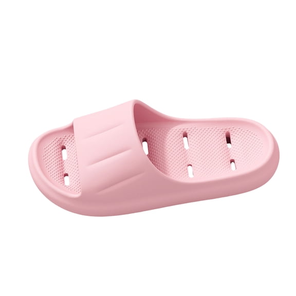 Women’s Cushioned Thick Sole Shower Slides, Quick‑Dry Drainage Hole House Slippers, Non‑Slip Open‑Toe EVA Indoor Slippers for Bathroom Home Use Pink