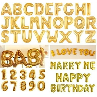 Gold Helium Foil Balloons Letters and Numbers - Letter U - 16 Inches 