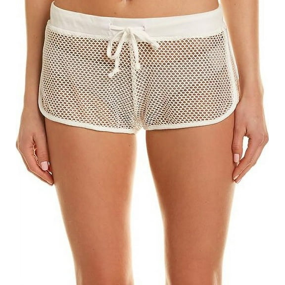 L*Space WHITE Mesh Madness Runner Shorts, US Medium