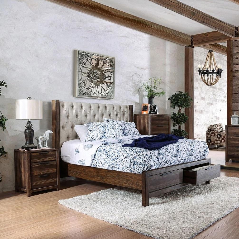 Rustic Natural Solid Wood CAL Bedroom Set 3pcs FOA CM7577DR-CK ...