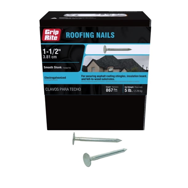 Clavos para techos Grip-Rite, 3,8 cm, electrogalvanizados, 2,3 kg